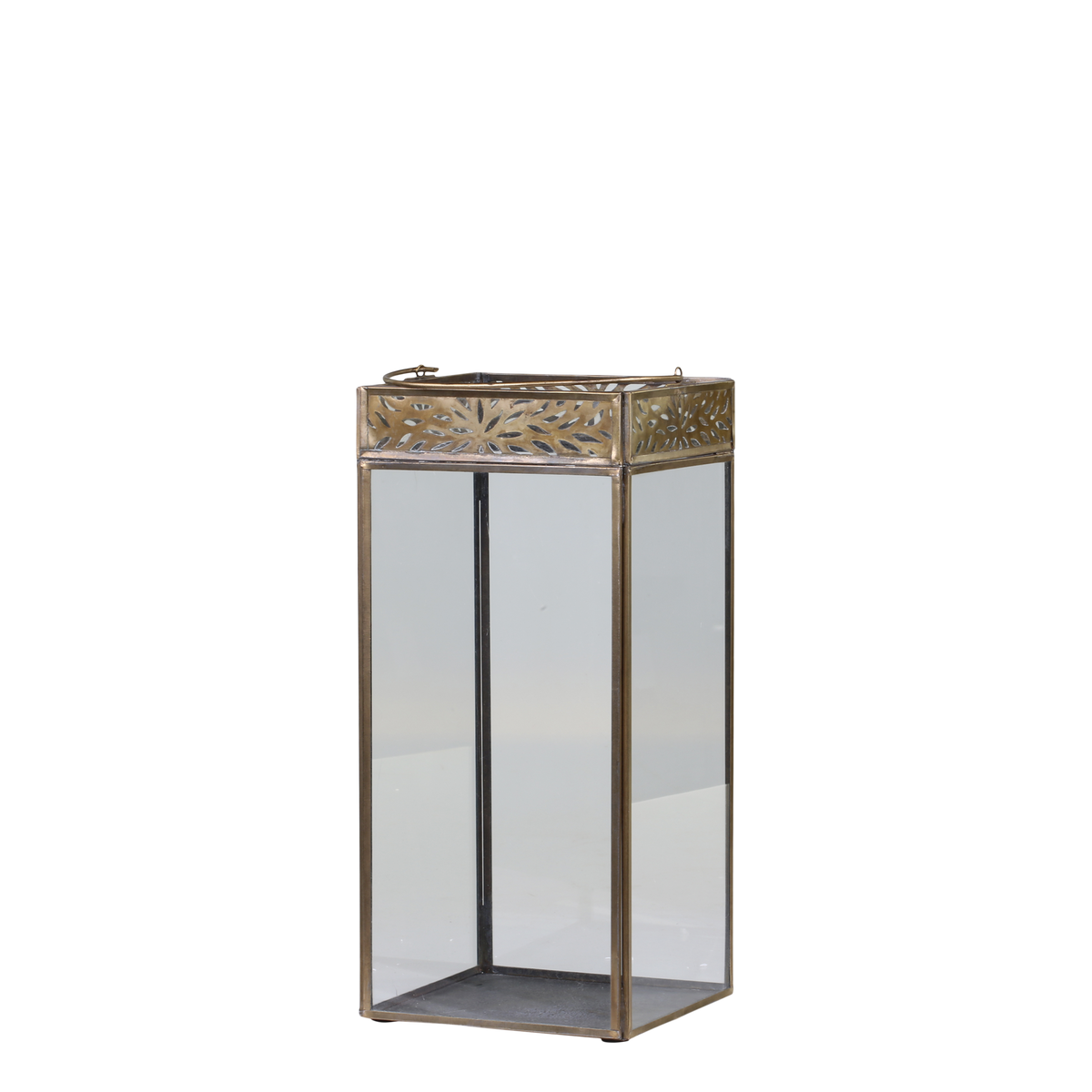 Lantern w. decor edge H36/L16/W16 cm antique brass