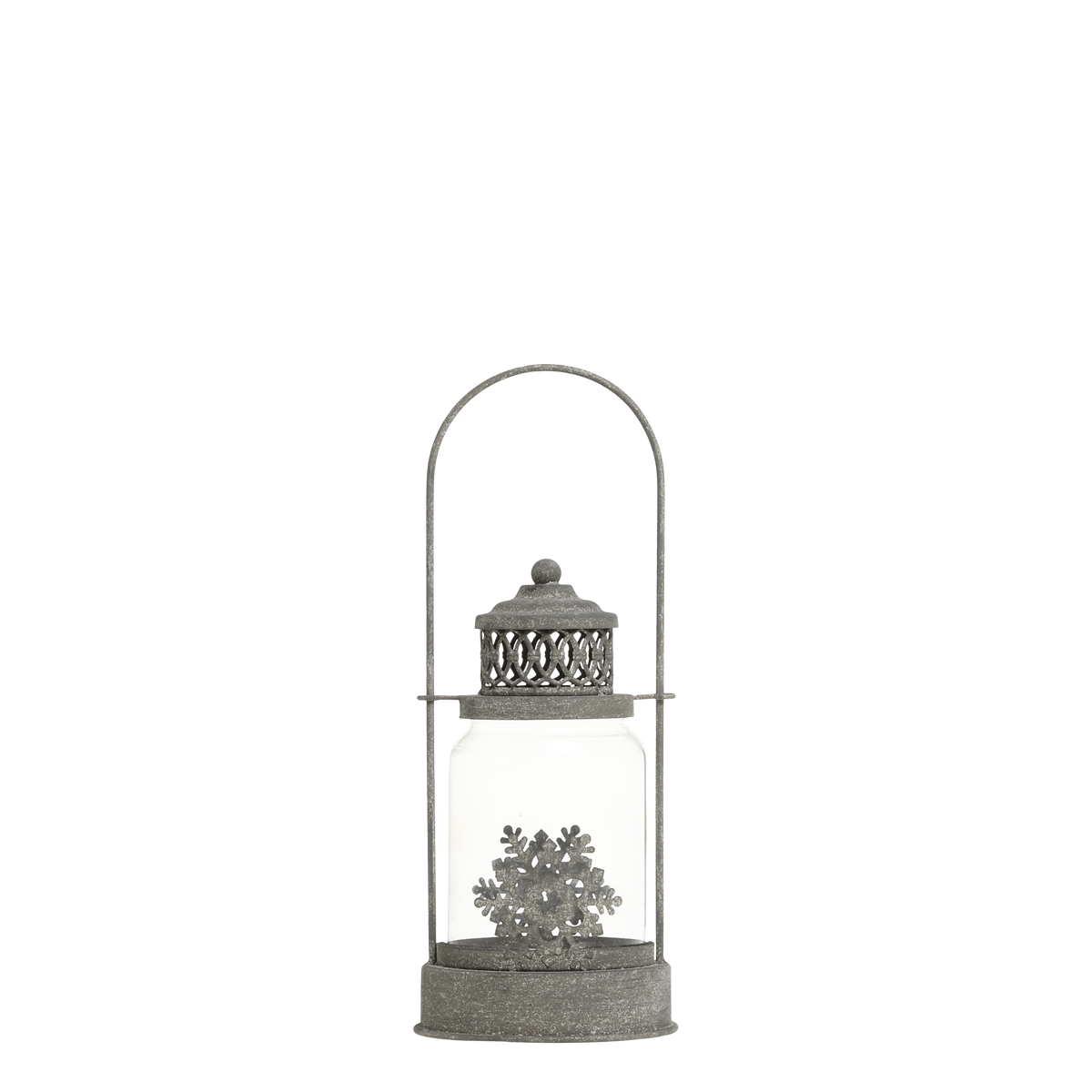 Lantern w. handle H33/D12.5 cm antique zinc