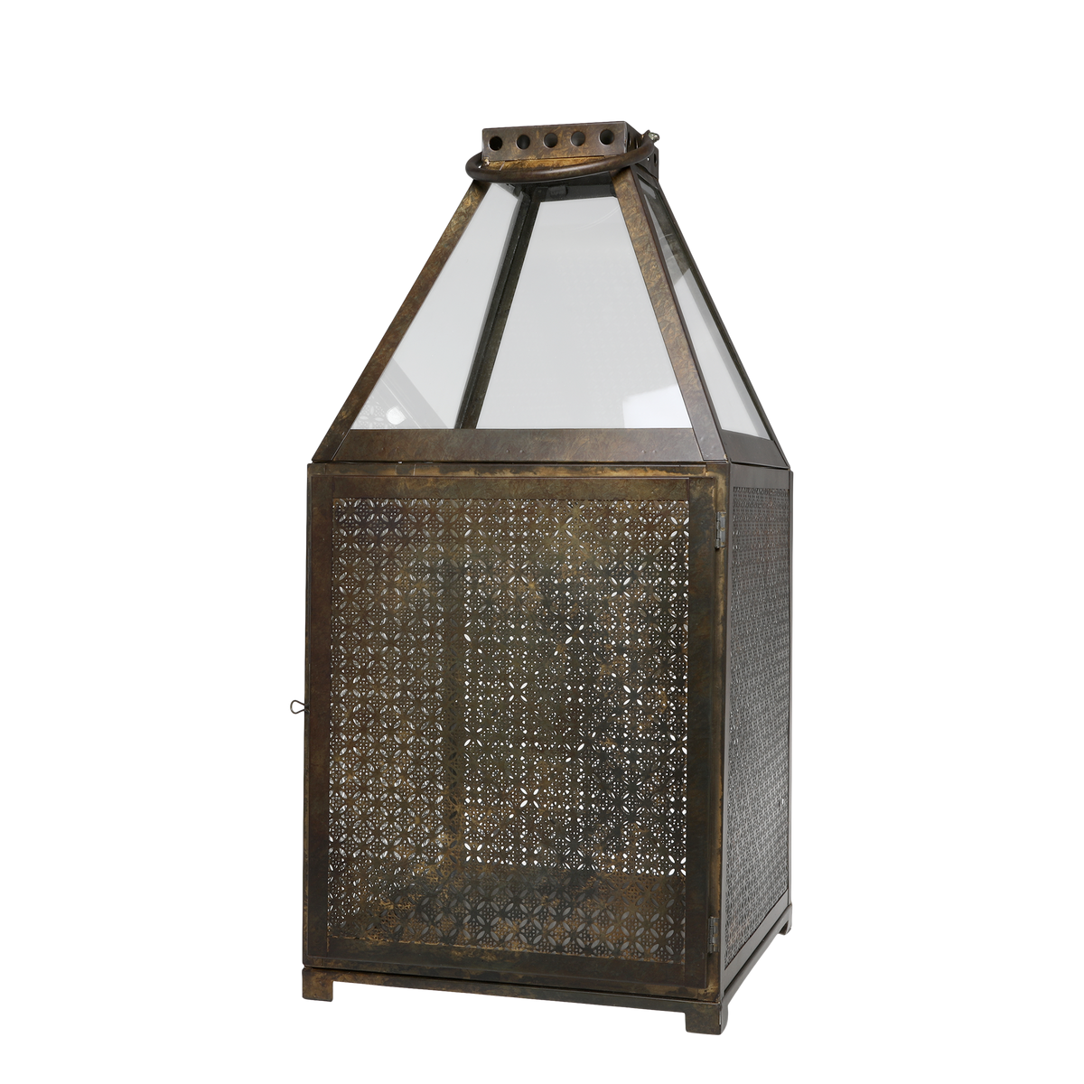 Lantern w. glass roof H66/L32/W32 cm antique brass