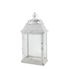 Lantern w. pattern H49/L25.5/W15.5 cm antique cream