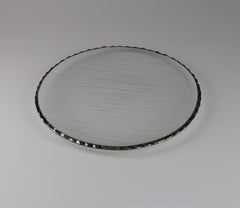 Glas fad med sølvkant 21 cm diam