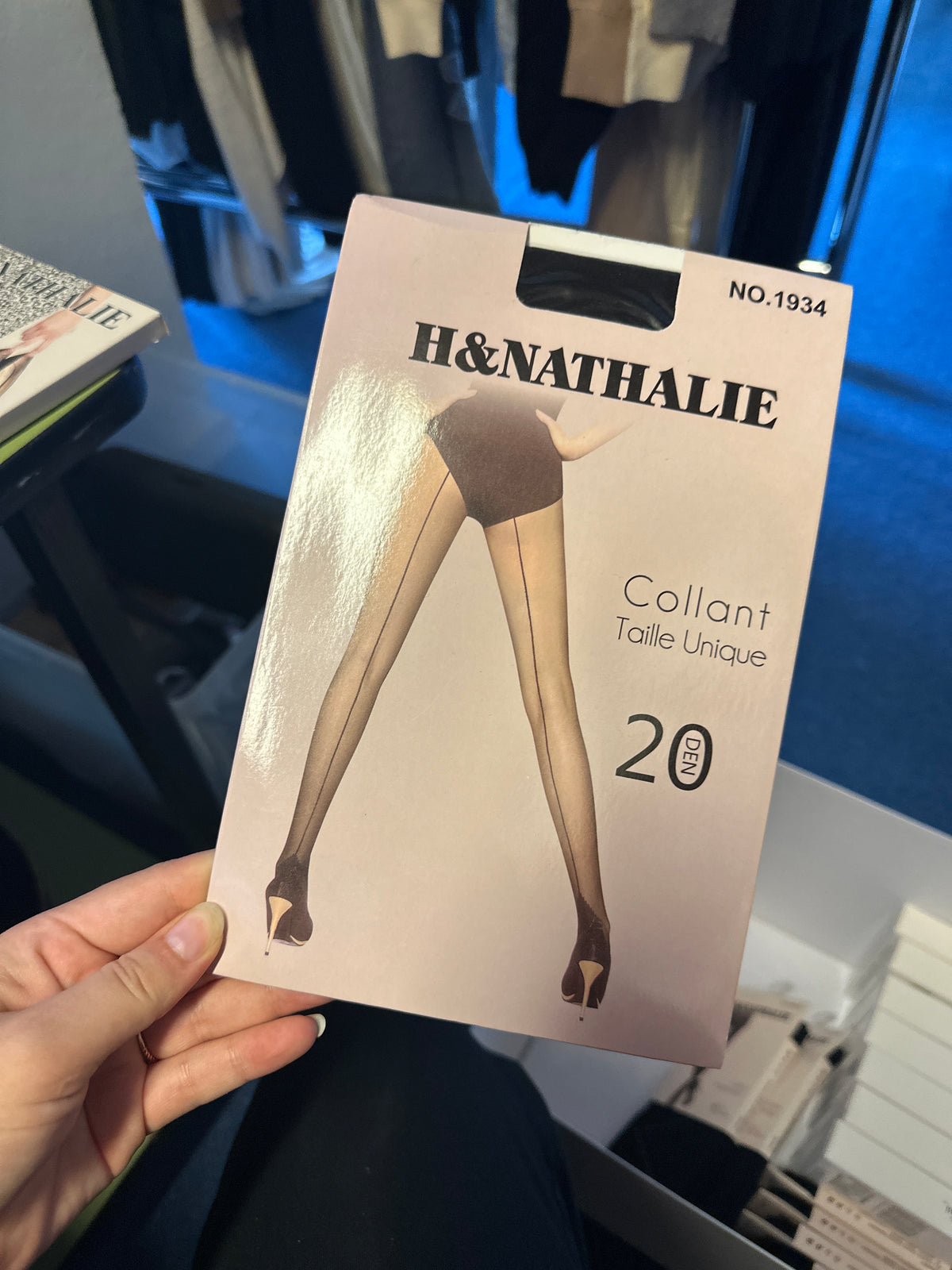 Nylonstrømper med syning bagpå sort by Krone 1