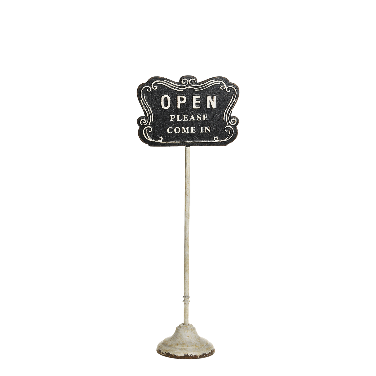 Sign "open/closed" on foot H70.5/L25.5/W15 cm antique cream