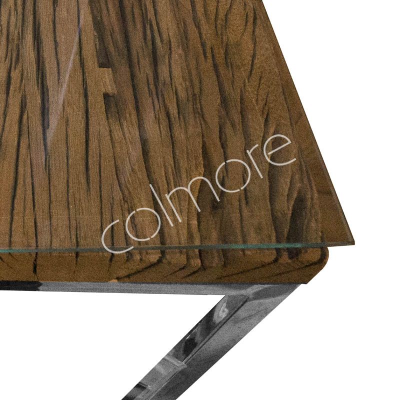 Cdumn SET/2 sleeper wood w?glass lop ss 35x35x90cm
