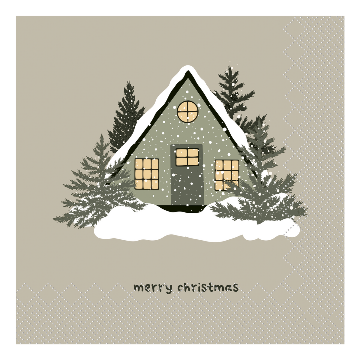 Napkin w. Merry Christmas L16/W16 cm latte