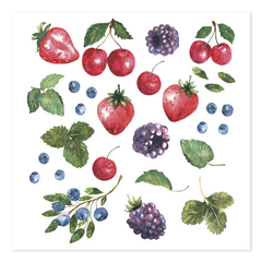 Napkin w. wild berries L16/W16 cm white