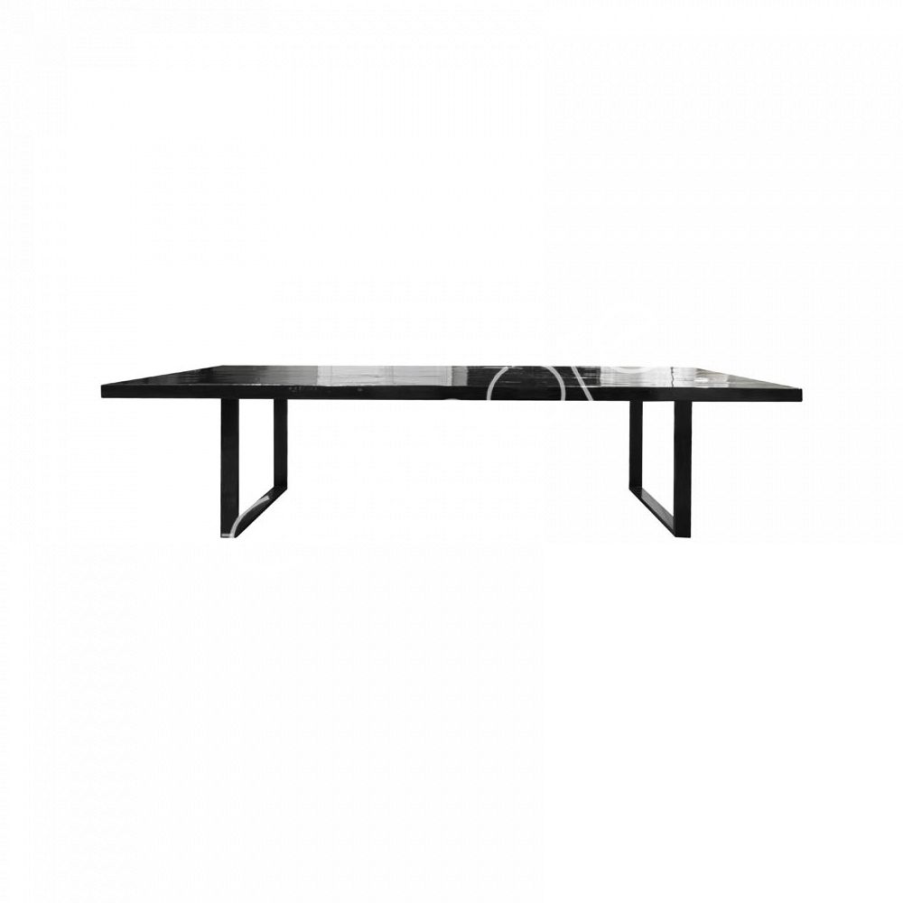 Dining table recycled. wood black highgloss IR legs 300x100x76