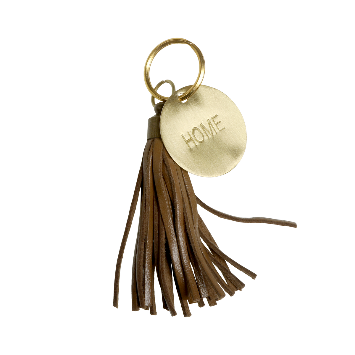 Keychain in leather Home L16 cm cognac