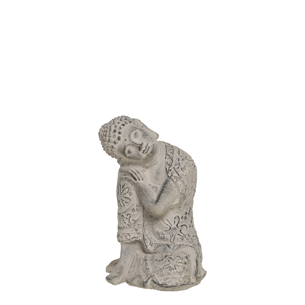 Buddha seated H14/L10/W8.5 cm French grey