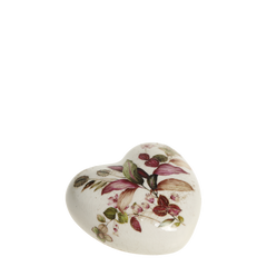 Florac Heart w. floral motif H4/L8.5/W8.5 cm cream