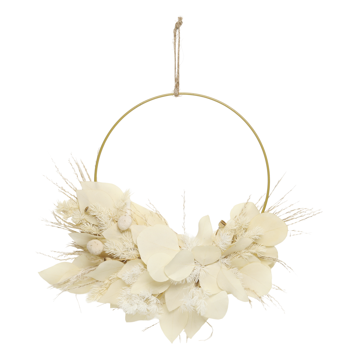 Fleur Wreath w. dried flowers for hanging D34 cm cream