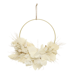 Fleur Wreath w. dried flowers for hanging D34 cm cream