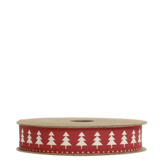 Ribbon w. Christmas trees L5 m/W1.5 cm antique cherry