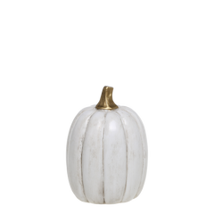 Pumpkin w. gold H13/D8.5 cm antique white