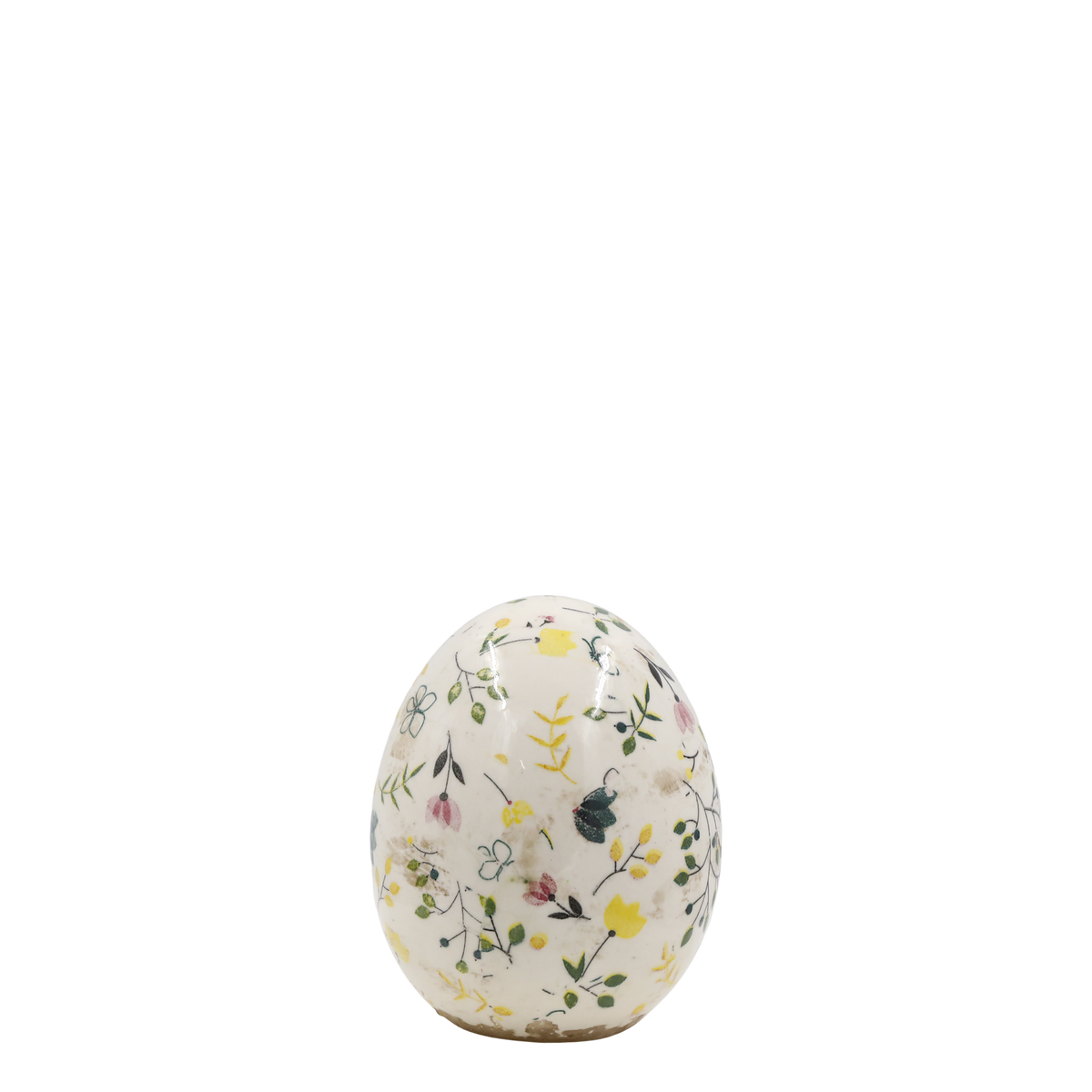 Cavaillon Egg w. floral motif for deco H11.5/D9.5 cm cream