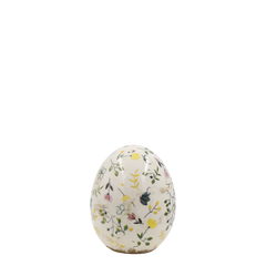 Cavaillon Egg w. floral motif for deco H11.5/D9.5 cm cream