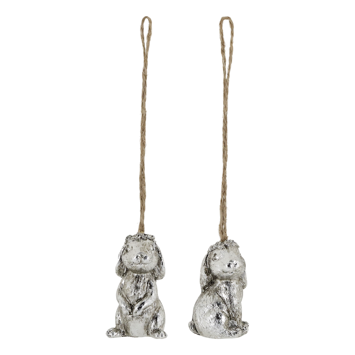 Rabbit for hanging set of 2 H6.5/L3/W2.5 cm antique silver