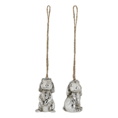 Rabbit for hanging set of 2 H6.5/L3/W2.5 cm antique silver