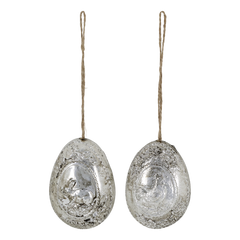 Easter Egg for hanging set of 2 H8/L5.5/W4.5 cm antique silver