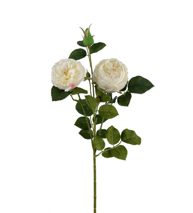 Hvid rosengren med to hoveder og knob 60 cm