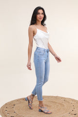 Jeans med bling på fronten og fryns by Krone 1