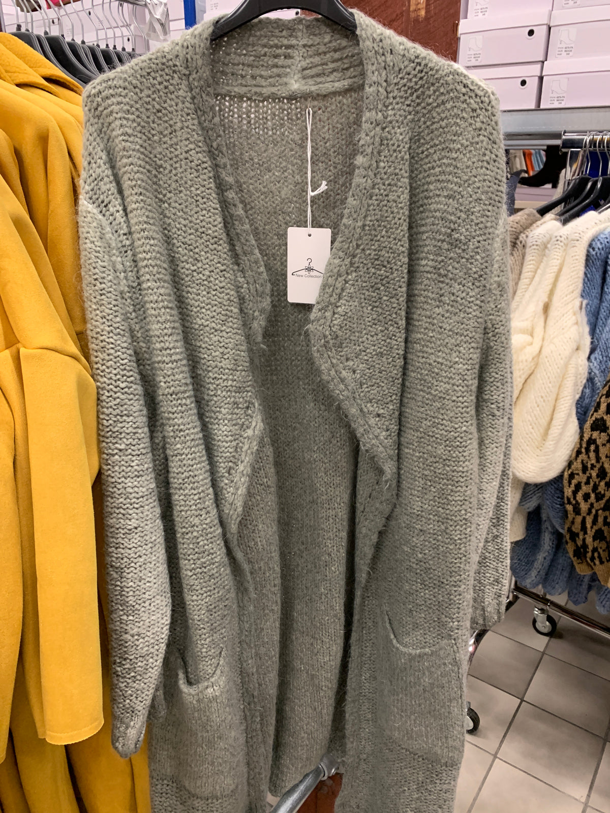 Lang åben uld cardigan