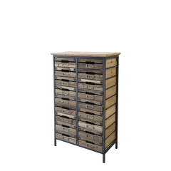 Chest of drawers w. 18 drawers H105/L61/W33 cm antique nature