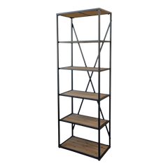 French Shelving Unit w. 5 wooden shelves H200/L70/W41 cm antique black