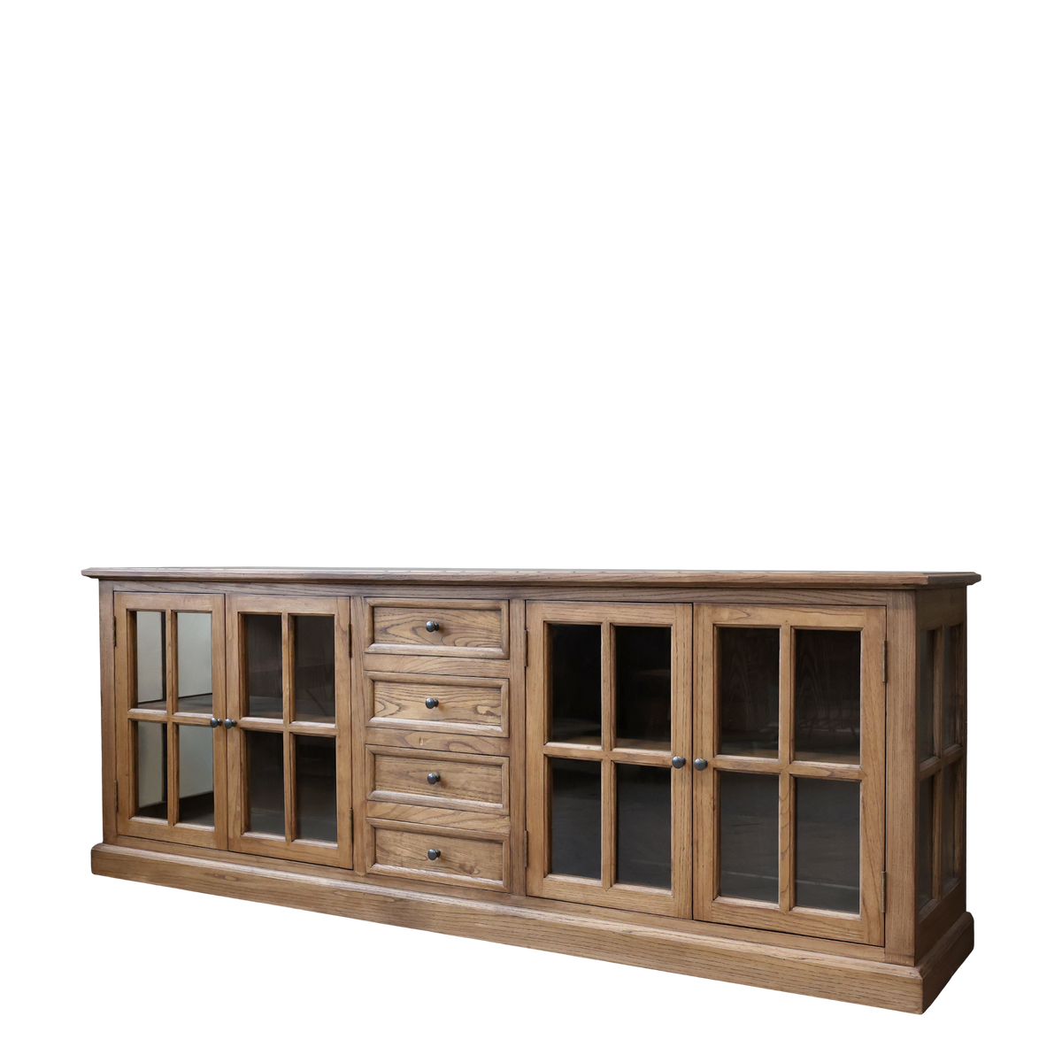 Marseille Vitrine m. 4 låger og 4 skuffer 80x220x45 cm cm natur