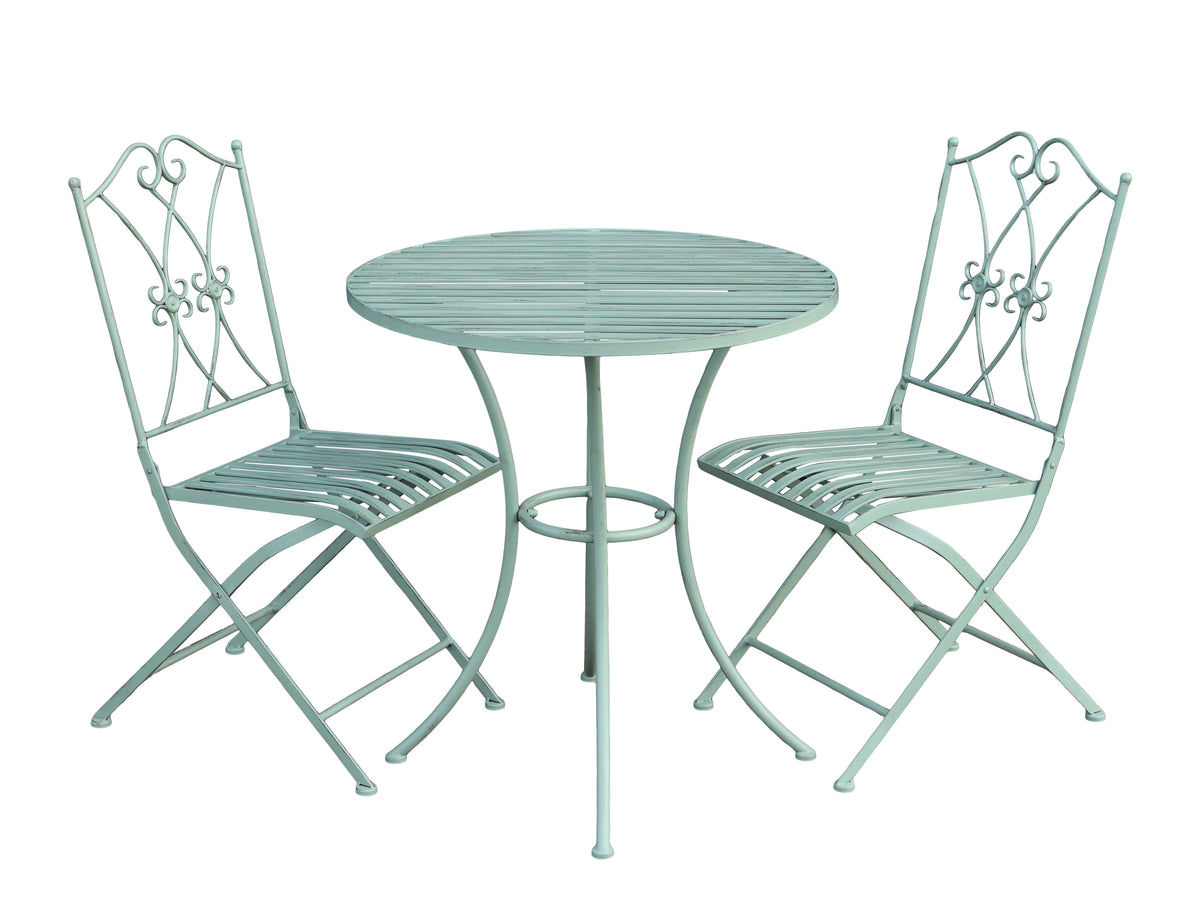 Bistro Set w. 2 chairs & 1 table H72/D70 cm antique verte