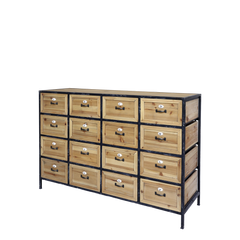 Chest of Drawers w. 16 drawers H82/L119.5/W39 cm nature