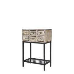 Grimaud Side Table w. 6 brick moulds & 1 shelf H76/L57/W33 cm nature