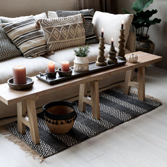 Bænk i genbrugstræ, H45/L240/B32 cm natur