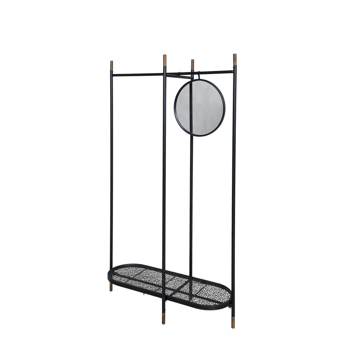 Vence Clothes Rack w. mirror H160/L101/W40 cm antique black