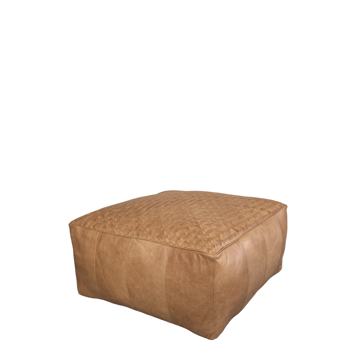 Loungepuf i læder, H35/L75/B75 cm cognac