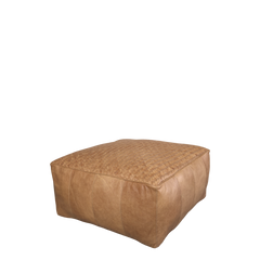 Loungepuf i læder, H35/L75/B75 cm cognac