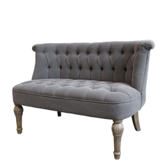 French Sofa in linen fabric 2 seats H75/L110/W55 cm coal