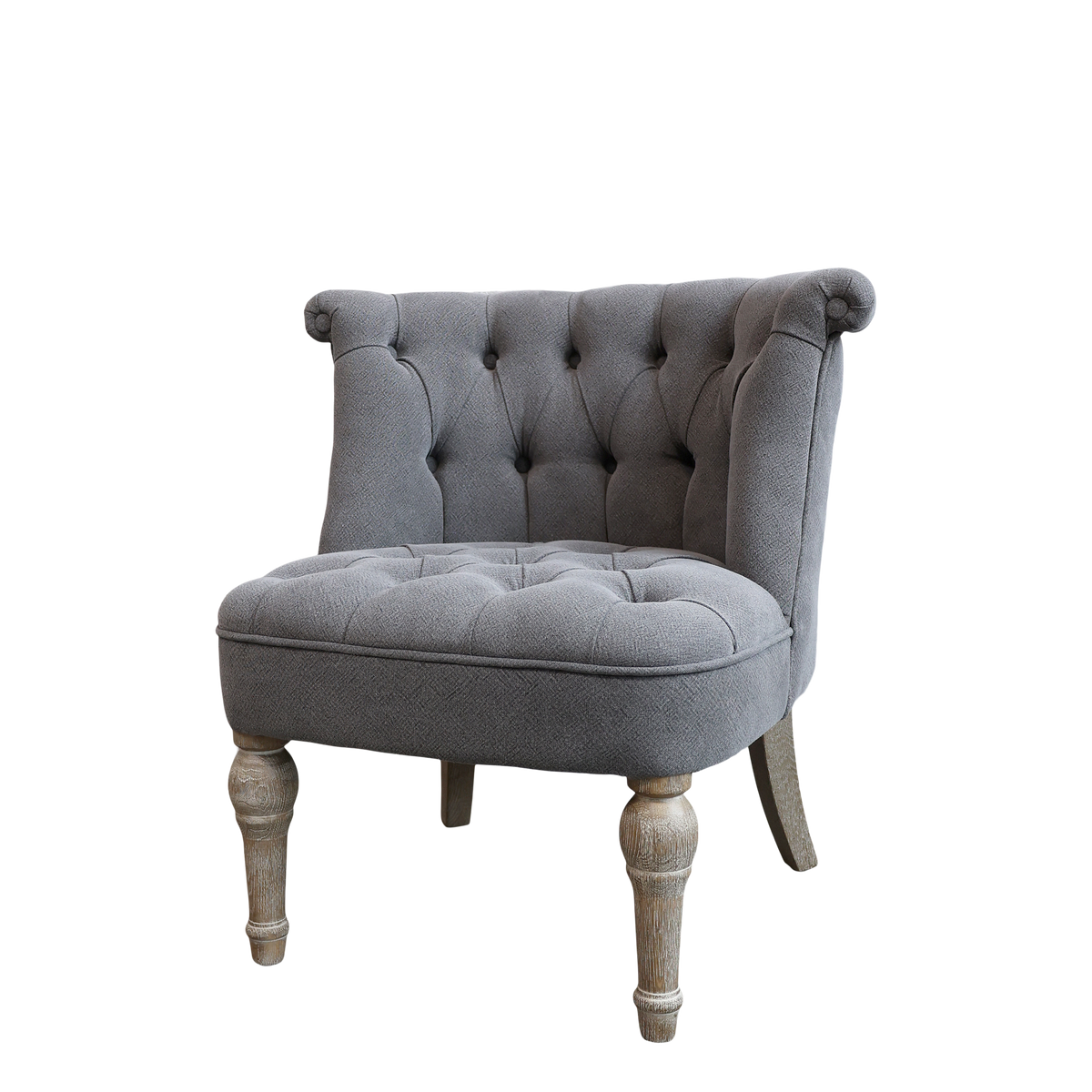 French Armchair in linen fabric H71/L67/W66 cm coal