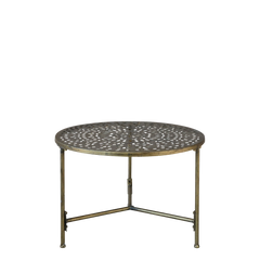 Coffee Table w. pattern H42/D60.5 cm antique brass