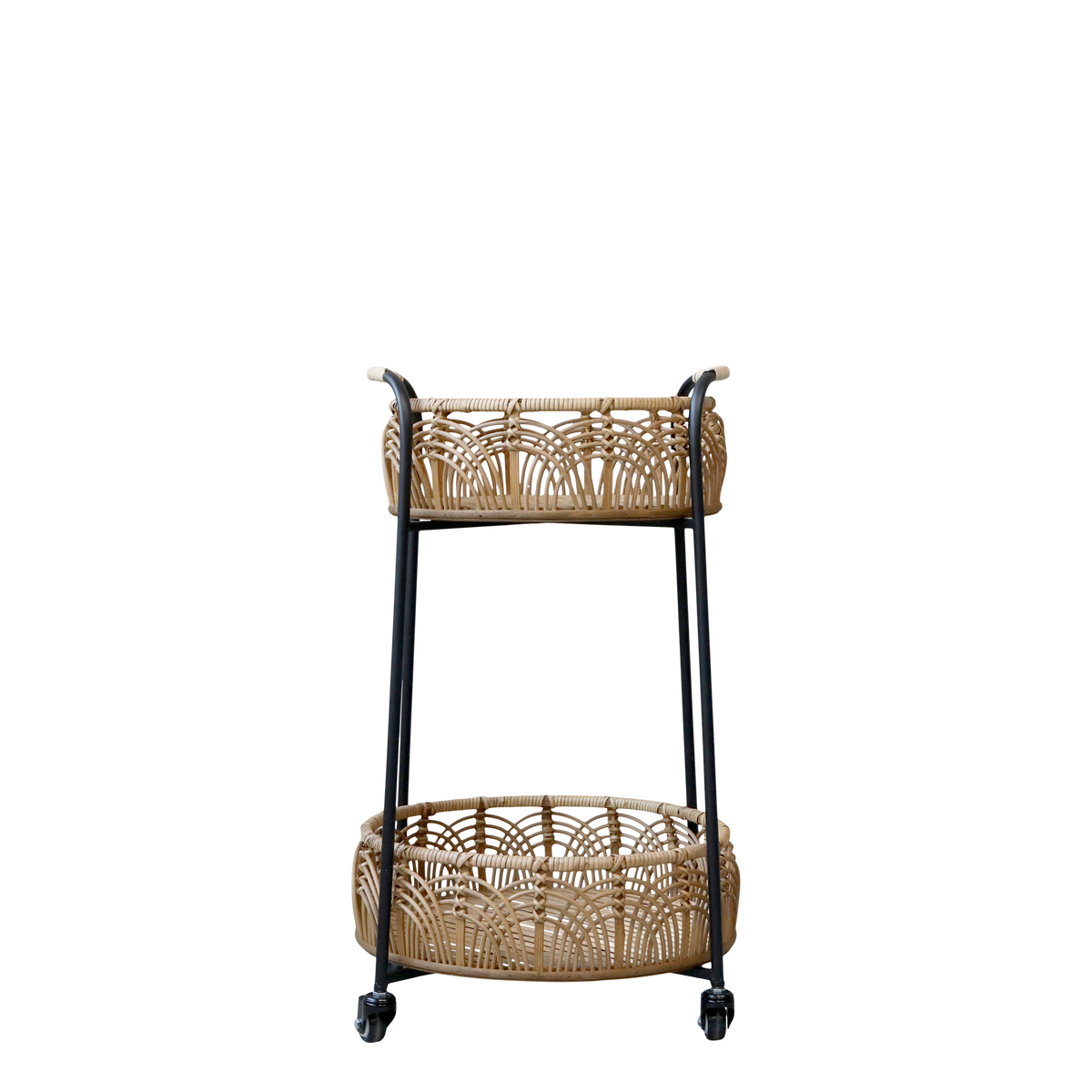 Trolley w. wicker and wheels H70/D43 cm nature