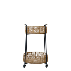 Trolley w. wicker and wheels H70/D43 cm nature