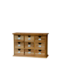 Sorting Shelf w. 9 drawers H31/L46/W17 cm nature