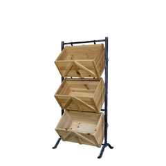 Holder w. 3 wooden boxes H104/L50/W34 cm nature