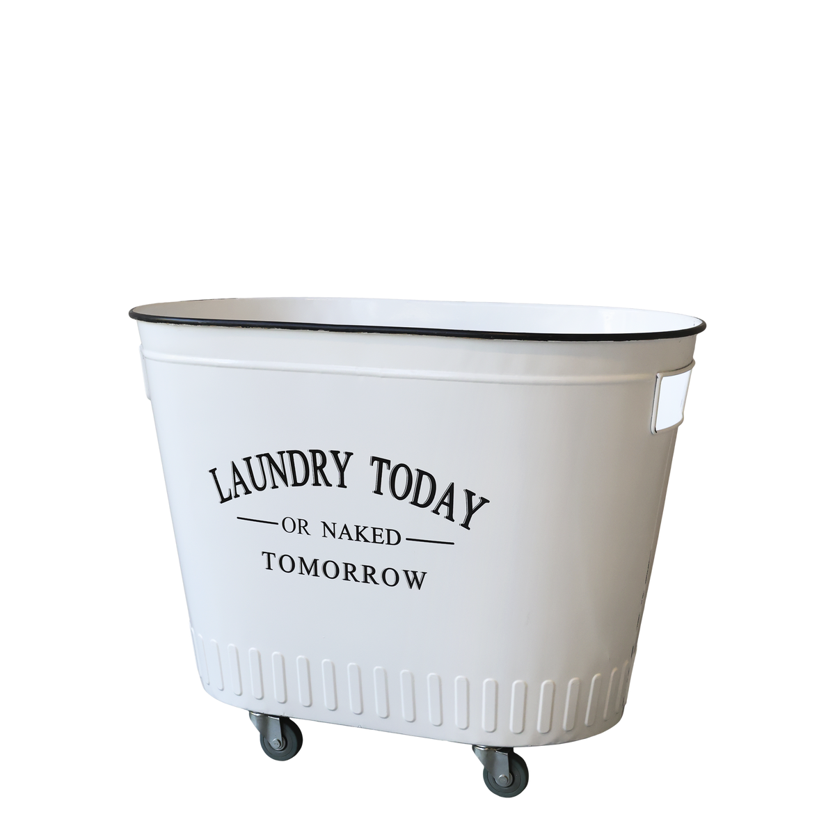 Laundry Basket on wheels w. handles H52.5/L67.5/W40.5 cm white