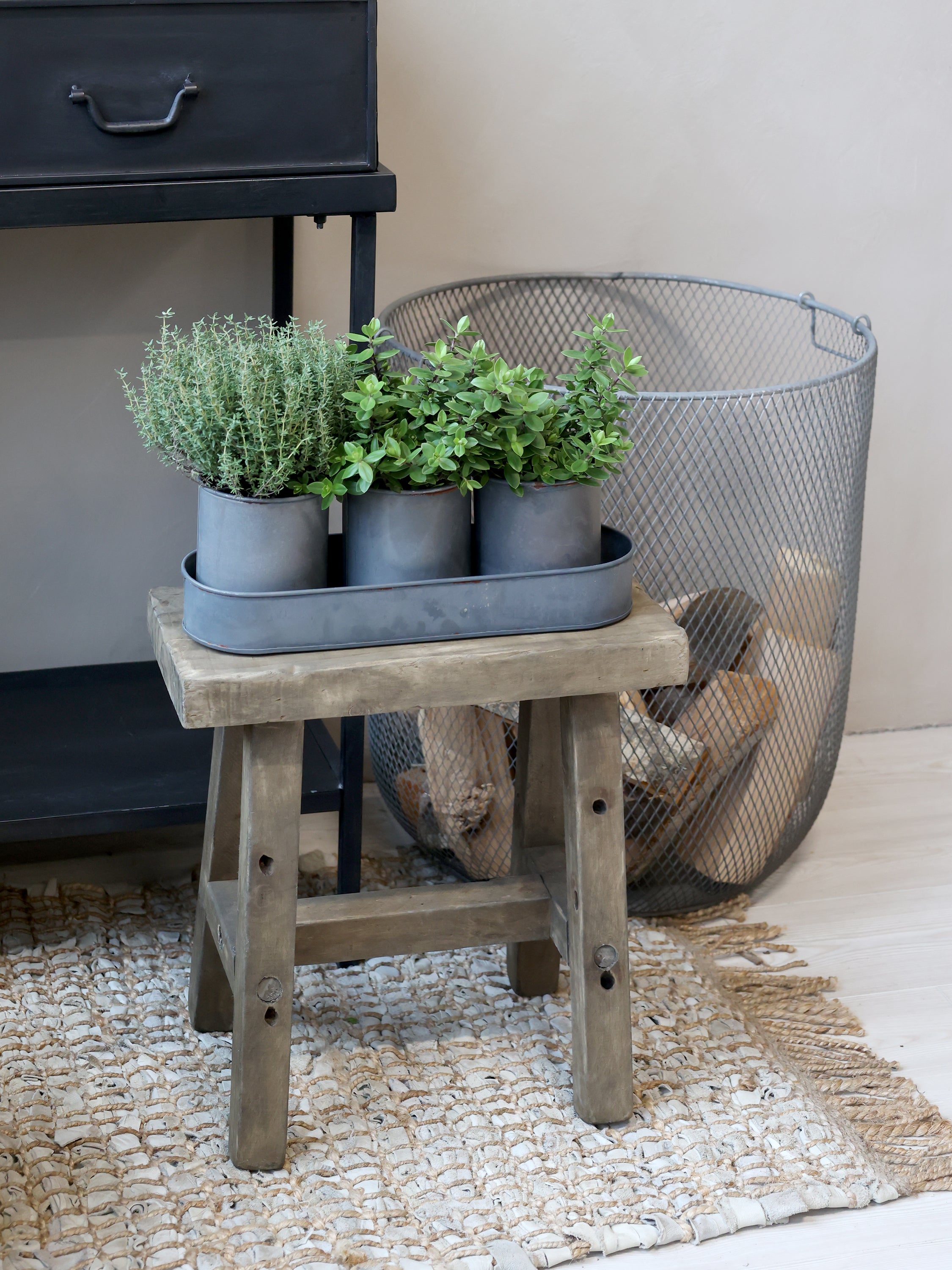 Taburet, H41/L40/B27 cm natur