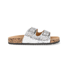 Glitter slip on sandaler med spænder