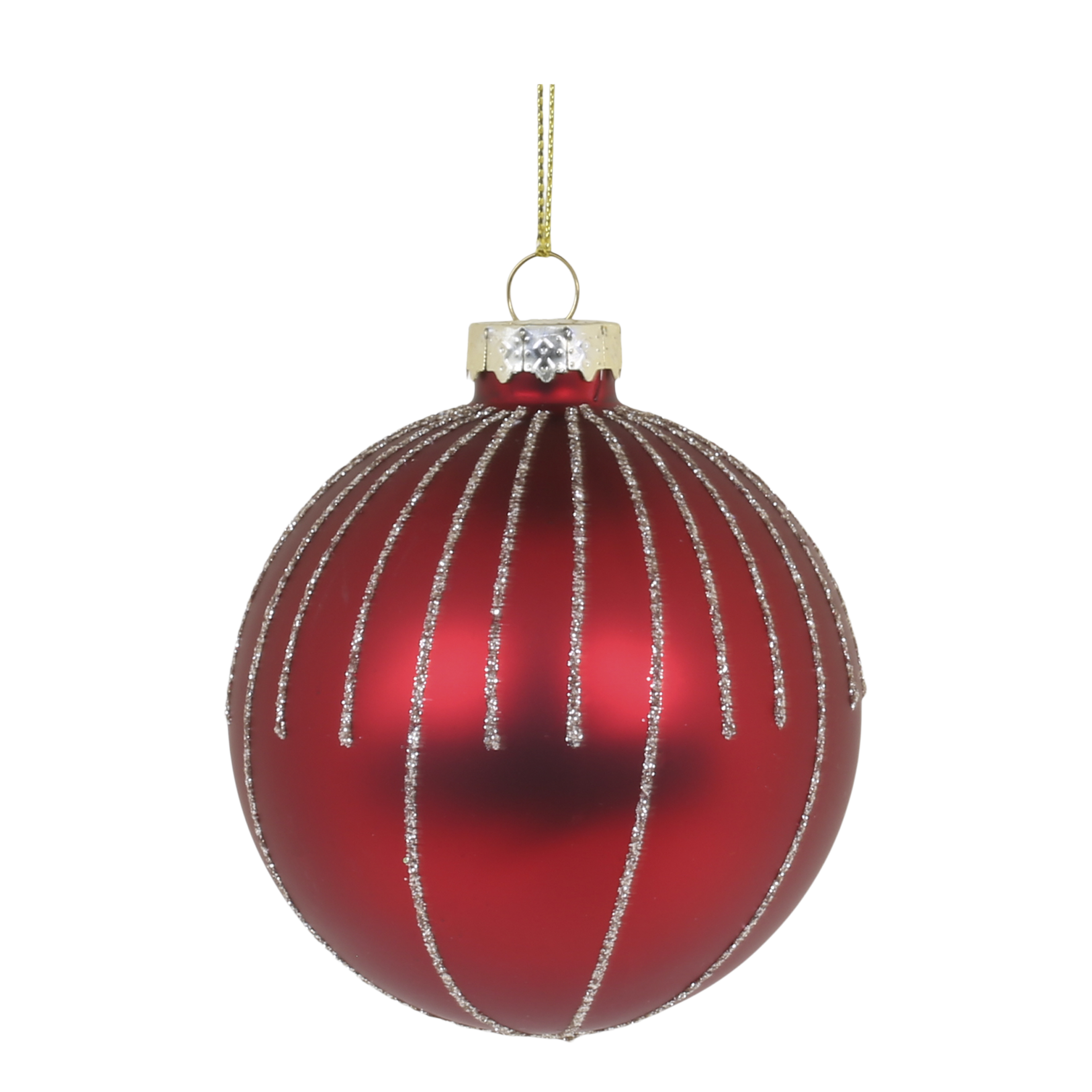 Christmas Bauble w. glitter D8 cm antique cherry