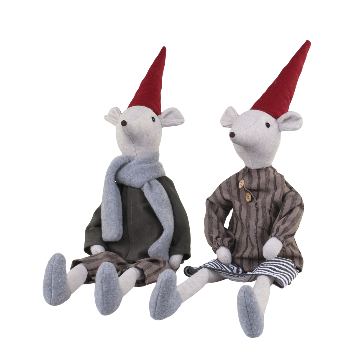 Asger & Agnes Christmas Mice seated set of 2 H60cm