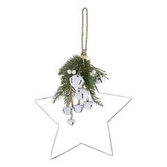 Fleur Star w. fir & bells L30 cm white