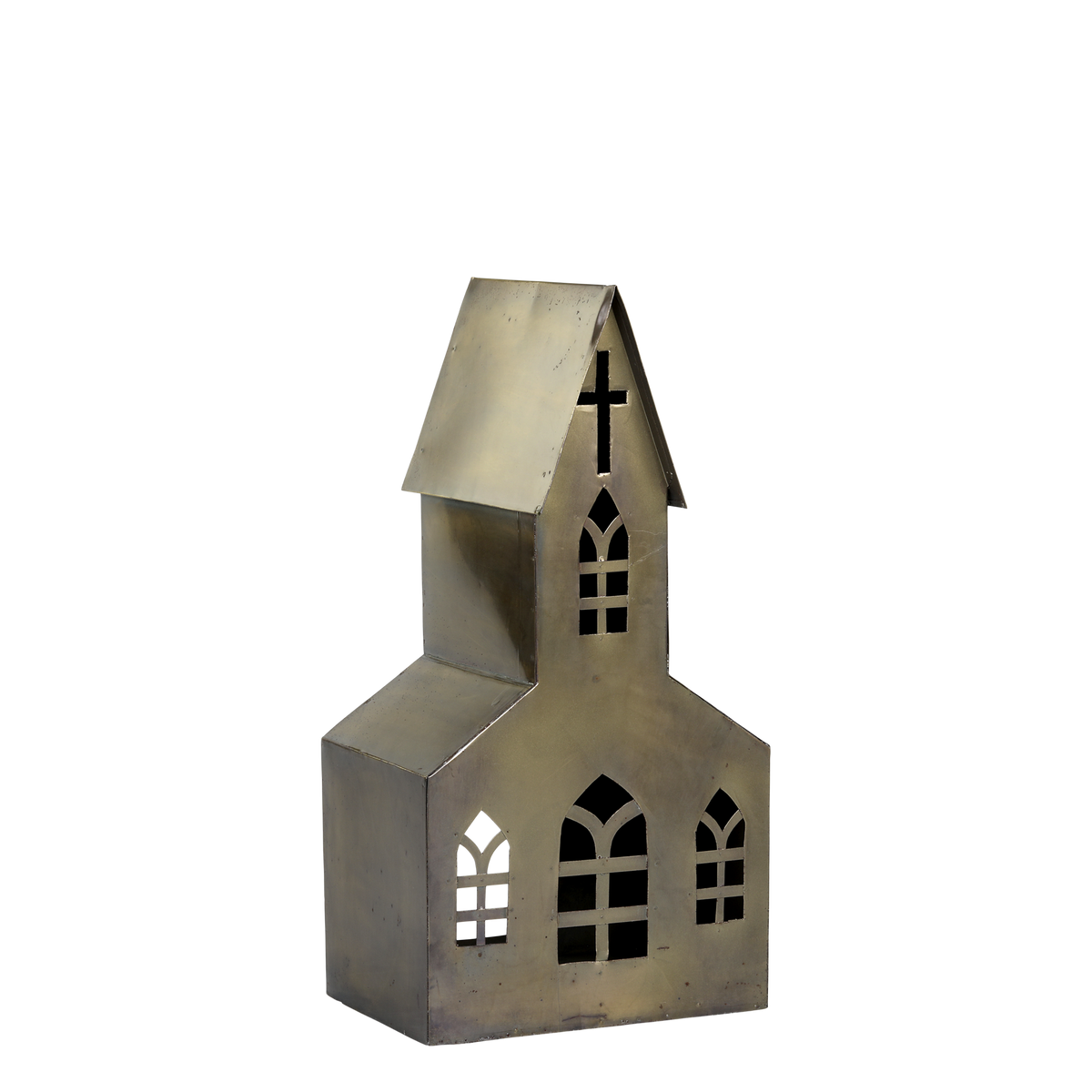 Candle House H35/L18/W12 cm antique brass